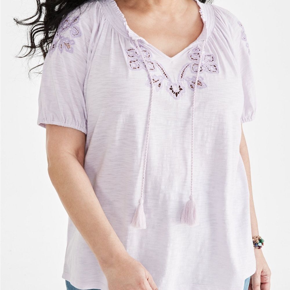 Style and co. Women's Lavender Embroidered Top 1x NWT